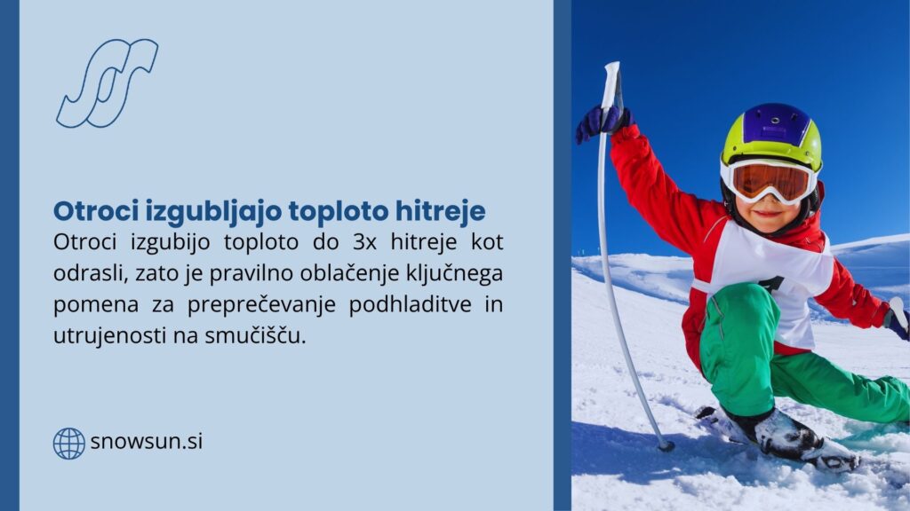  Image of a child in colorful ski gear with raised arms on a snowy slope, standing on skis against a backdrop of snow-covered mountains under a clear blue sky.